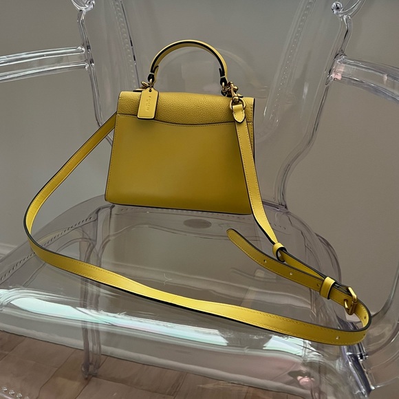 COACH Tabby Top Handle Leather Satchel in Brass/Retro Yellow - Picture 7 of 7